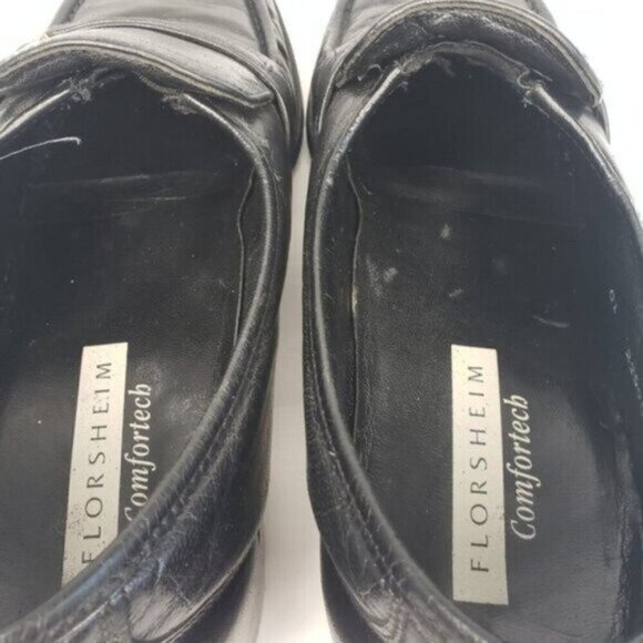 Florsheim Comfortech Milano Moc Toe Loafer US 10-1/2D Black Leather Slip… - Picture 6 of 16